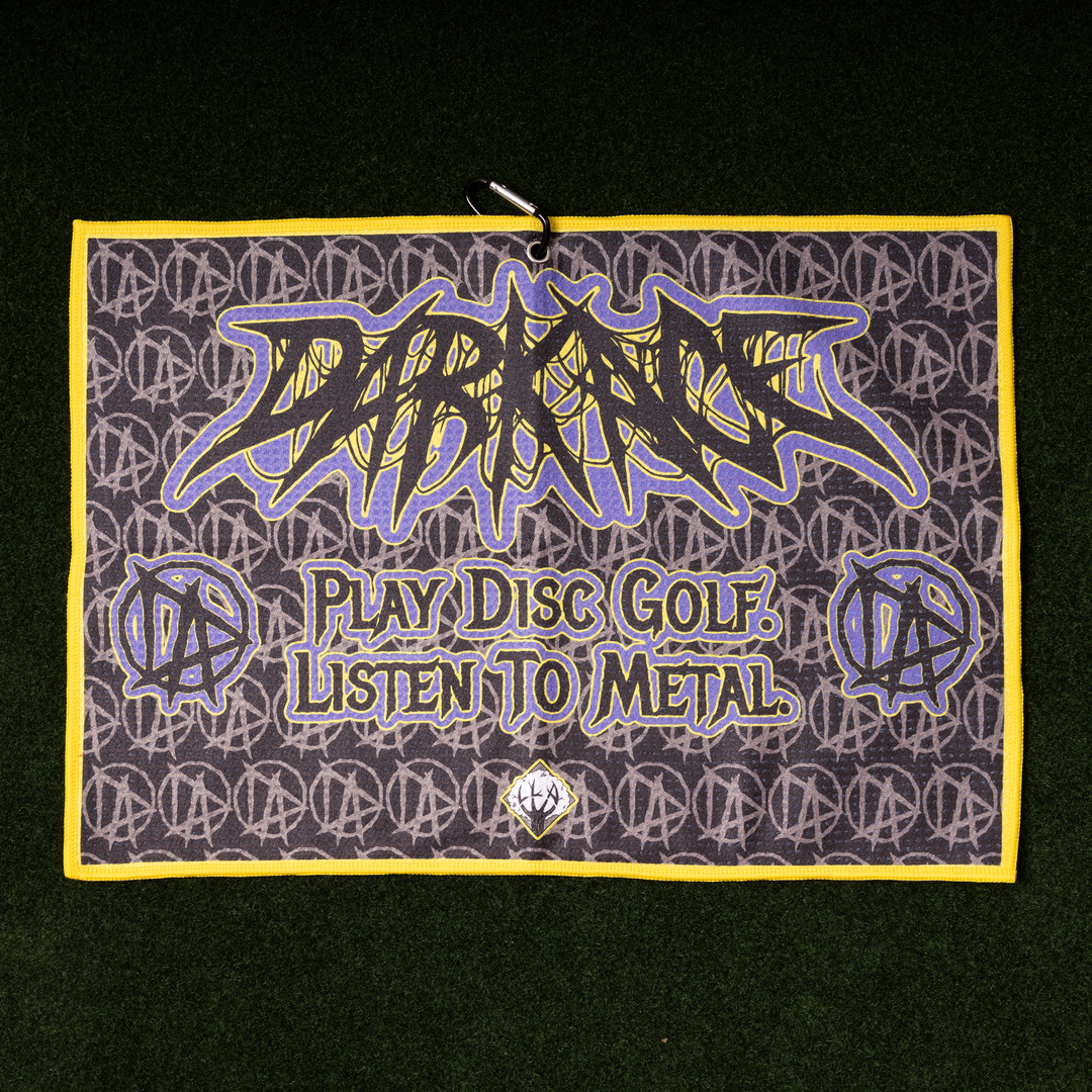 Play Disc Golf. Listen To Metal. Towel